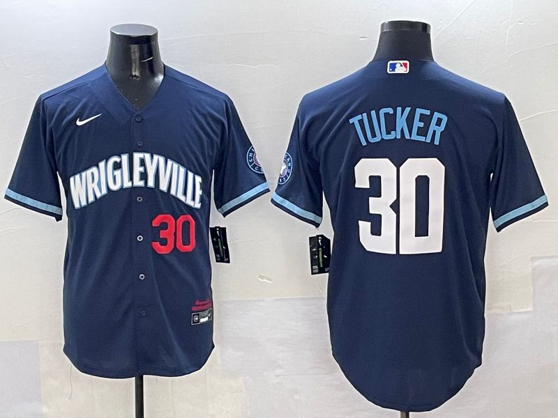 Men Chicago Cubs 30 Tucker Dark Blue City Edition 2025 Nike MLB Jersey style 3